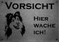 Preview: Edelstahl Warnschild Sheltie VORSICHT Hier wache ich!